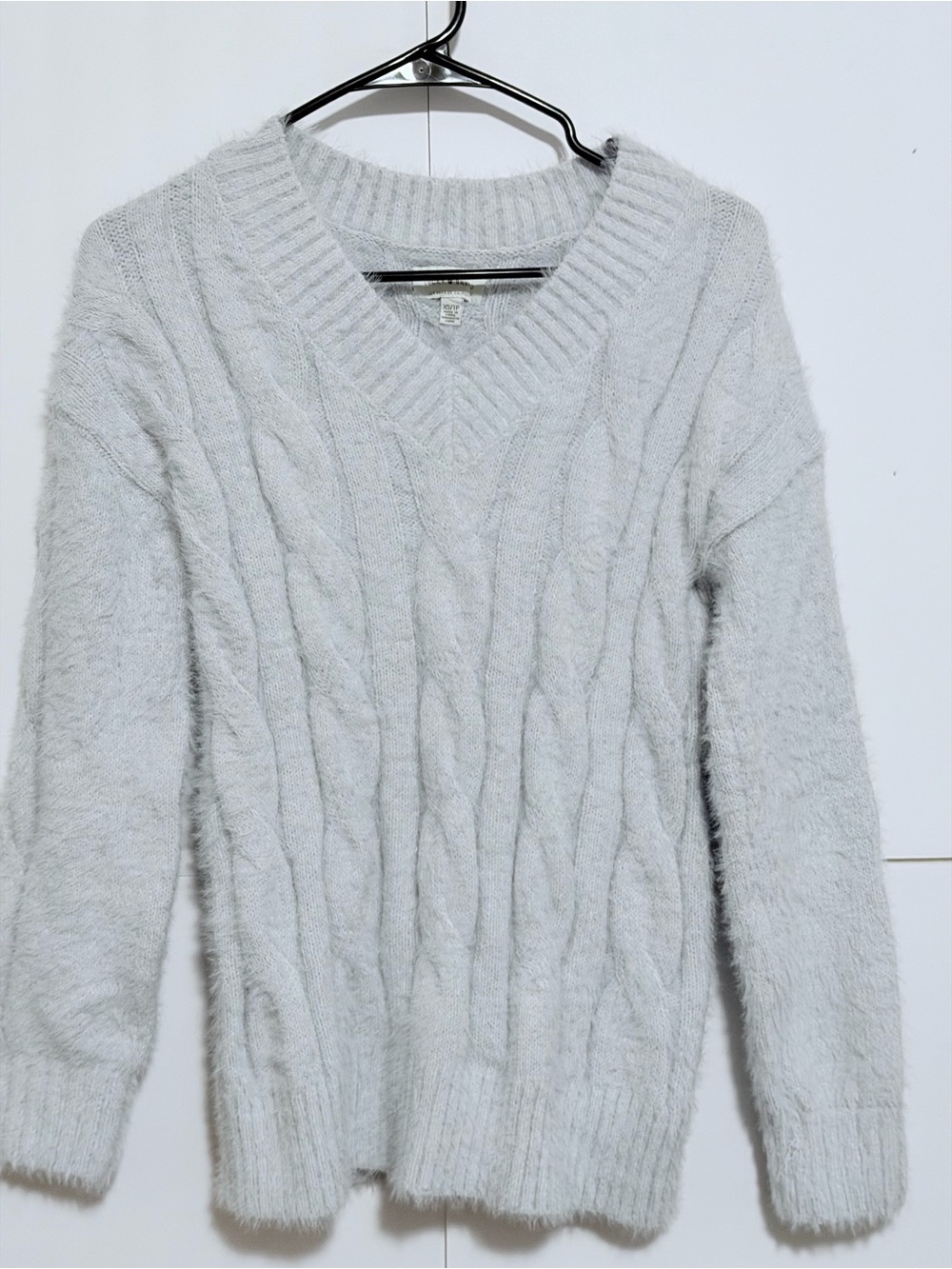 Lucky Brand Light Baby Blue V-Neck Cable Knit Sweater